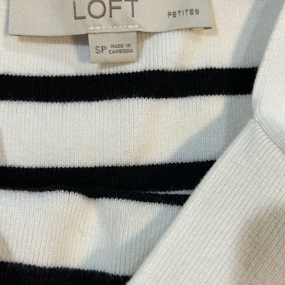 White Black Stripe Sleeveless Knit Maxi Dress SP BodyCon LOFT - Picture 4 of 8